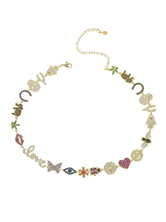 Necklace w/smiles and stones