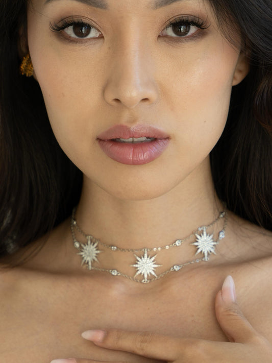 Choker w/stars silver