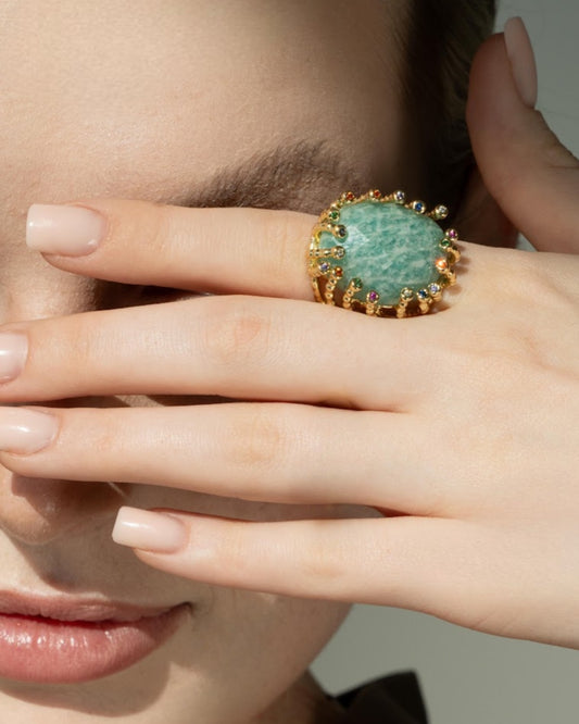 Statement ring w/aquamarine gemstone big
