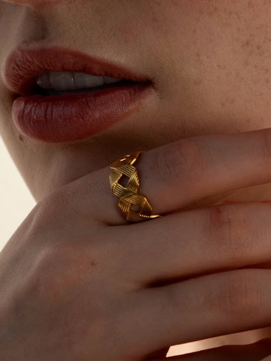 Gold cross ring