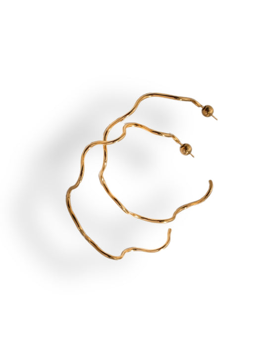 Earrings gold hoops waves GILTY