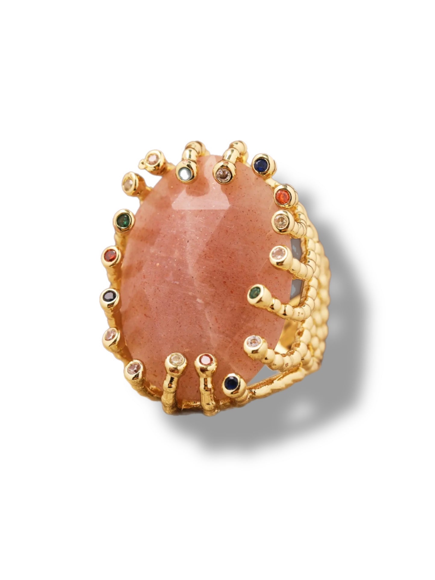 Statement ring w/pink gemstone big