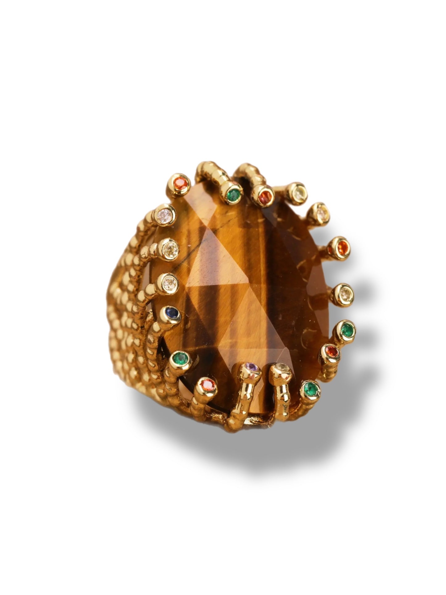 Statement ring w/brown gemstone big