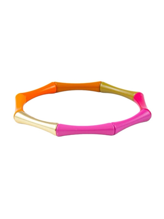 Bamboo colorful bracelet orange/pink