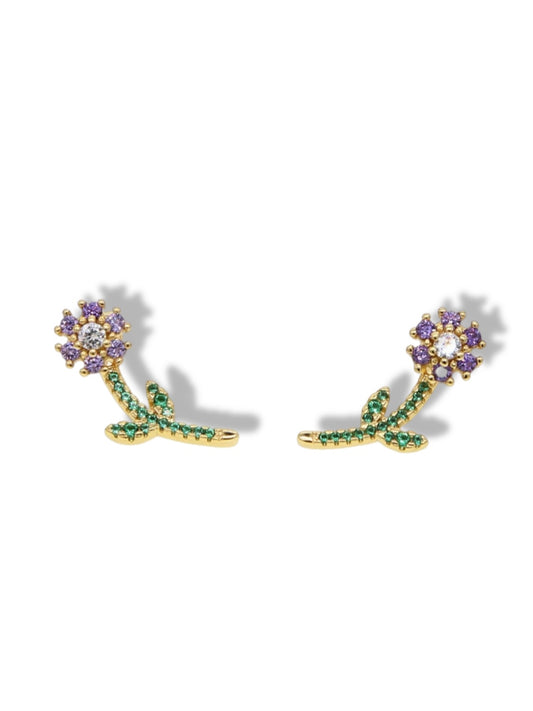 Red flower earrings