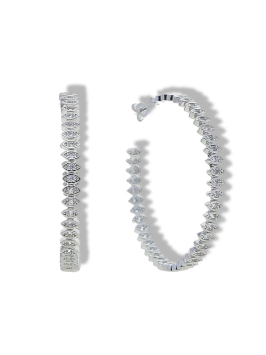 Silver hoops w/white stones