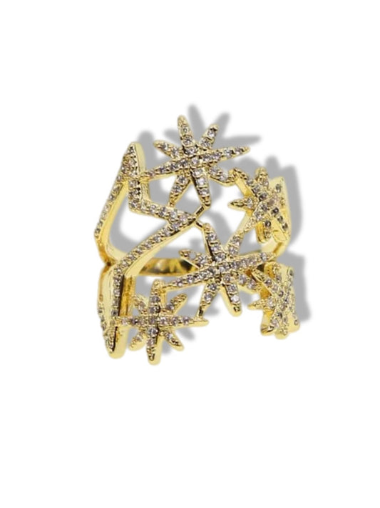 Stars golden ring w/stones
