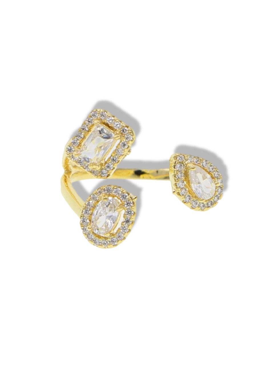 Triple stone gold ring