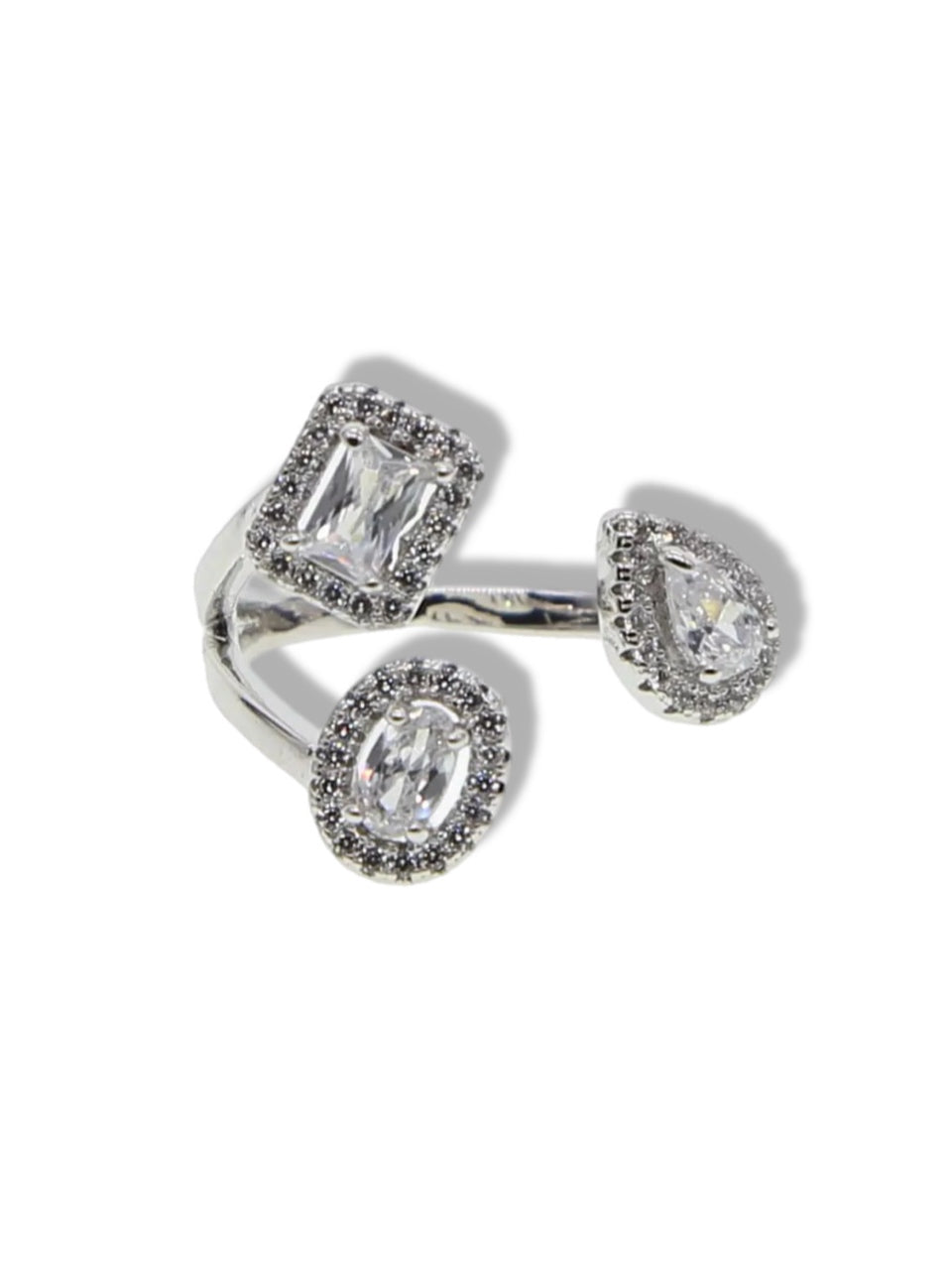 Triple stone silver ring