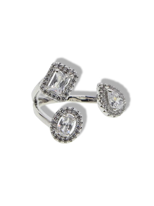 Triple stone silver ring