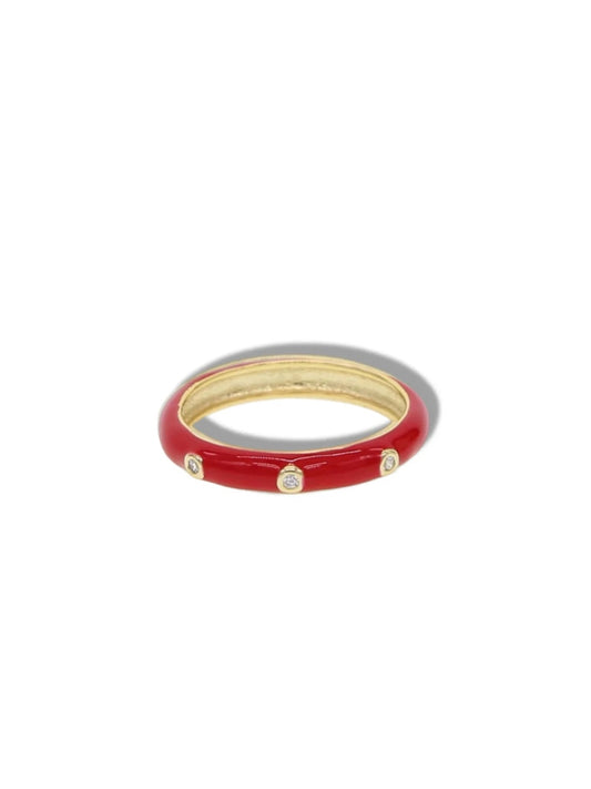 Enamel red ring w/stones.