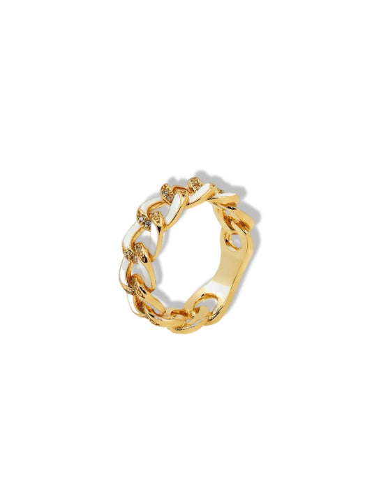 Chain white ring w/stones
