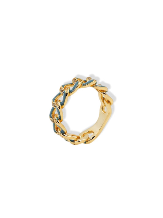 Chain aquamarine ring w/stones