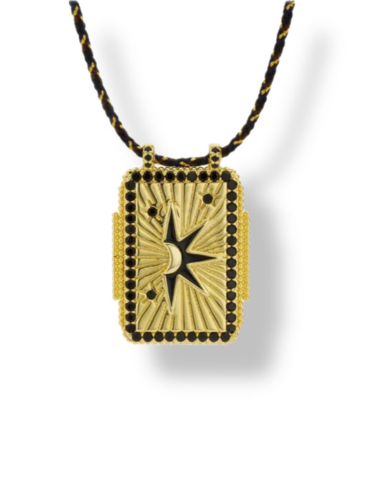 Necklace w/taro signs Stars black