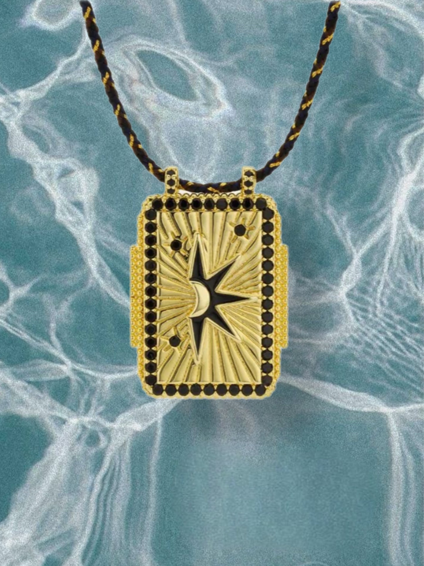 Necklace w/taro signs Stars black