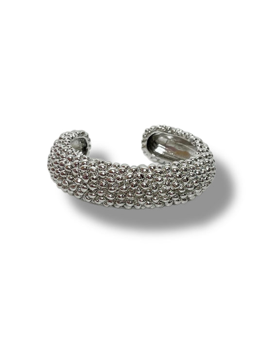 Statement adjustable bracelet w/round details silver