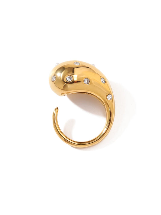 Adjustable statement ring w/white stones small
