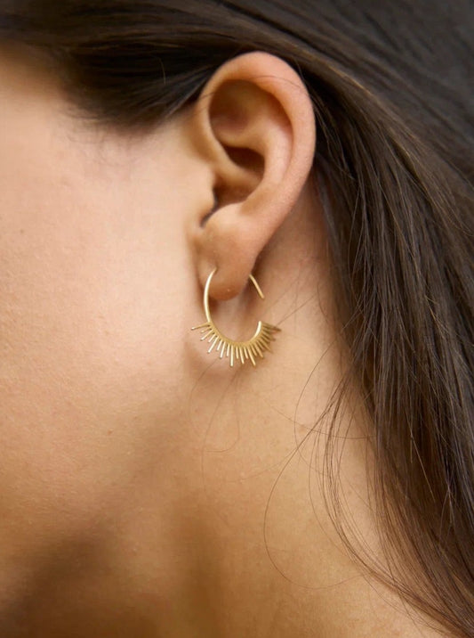 Earrings ring sun shape GILTY