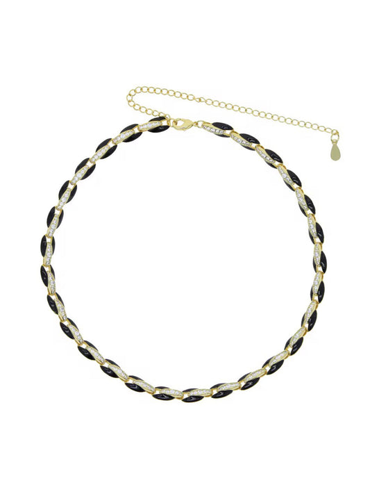 Necklace w/enamel & stones black