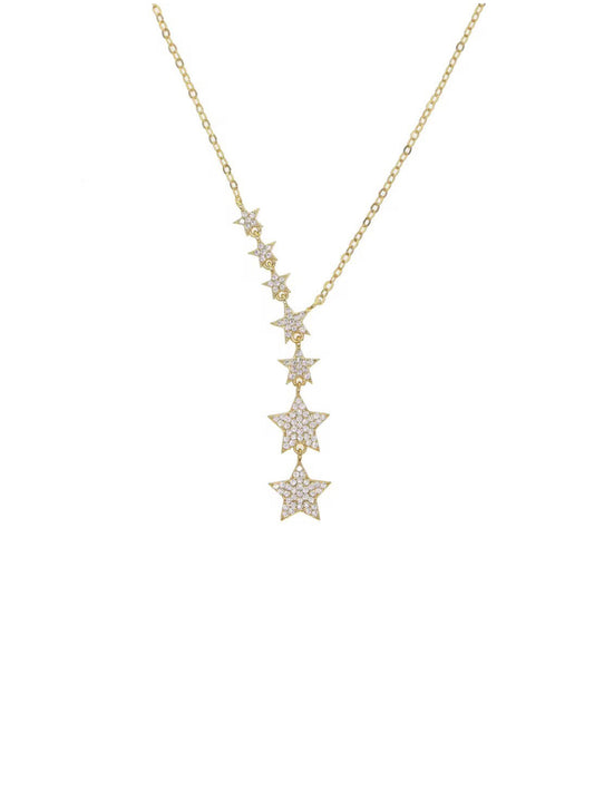 Necklace w/ whitel stars gold