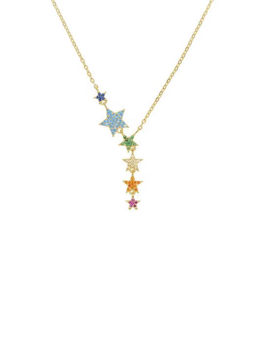 Necklace w/colorful stars gold