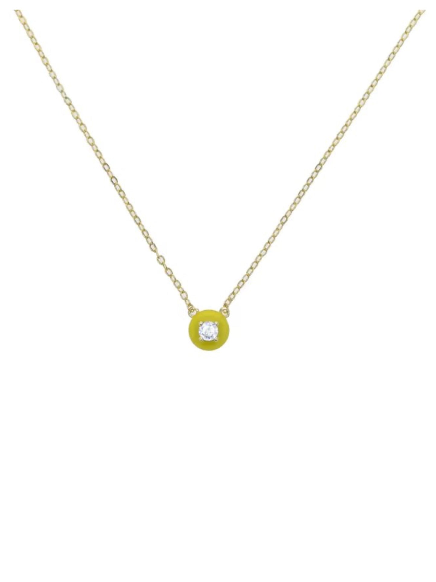 Necklace w/enamel yellow w/stone