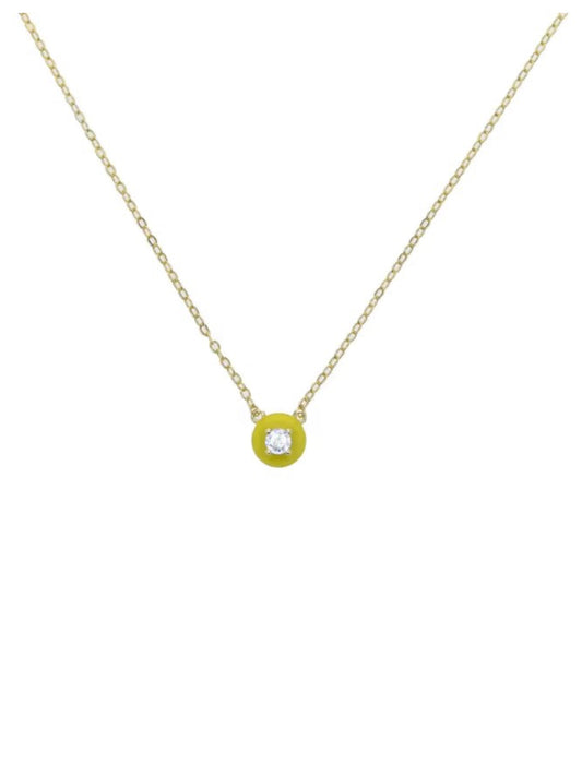 Necklace w/enamel yellow w/stone