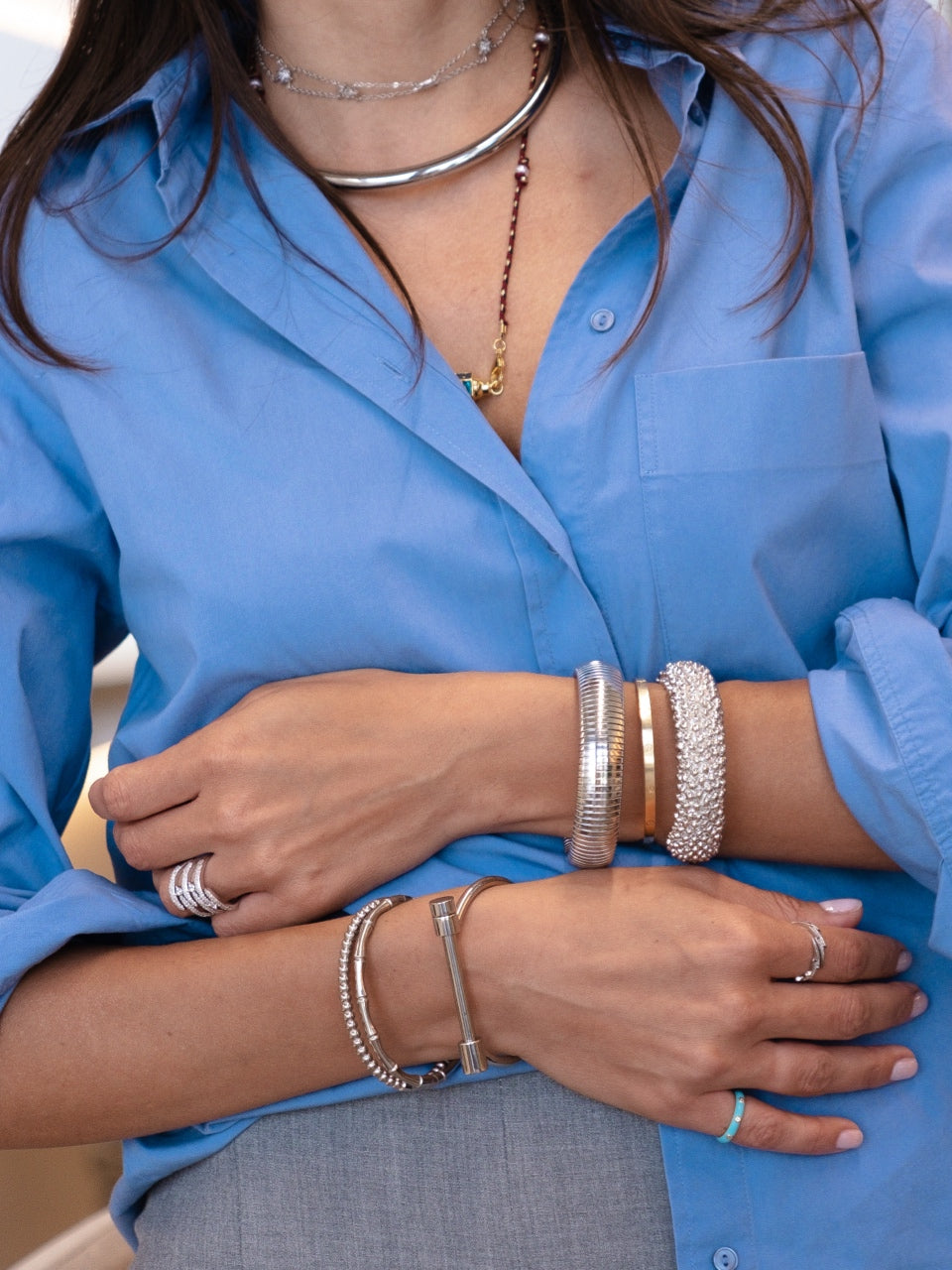 Bracelet silver bamboo
