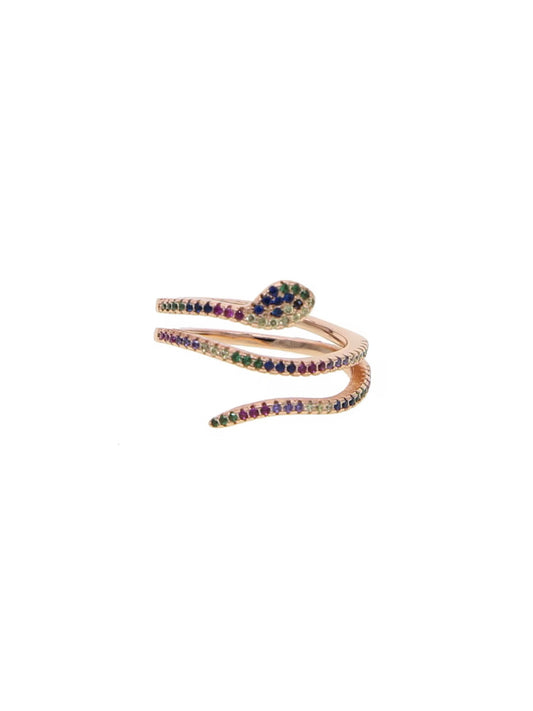 Ring snake w/colorful stones rose gold
