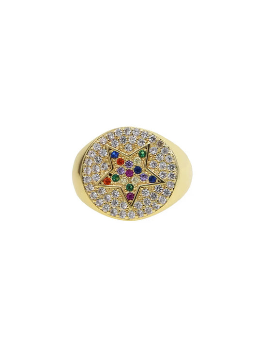 Ring adjustable w/star w/stones