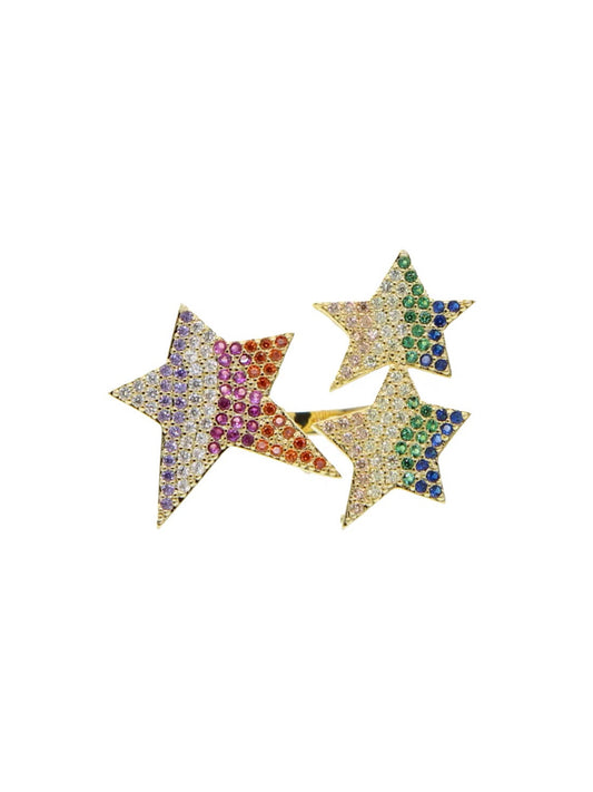 Ring adjustable w/3 stars w/stones