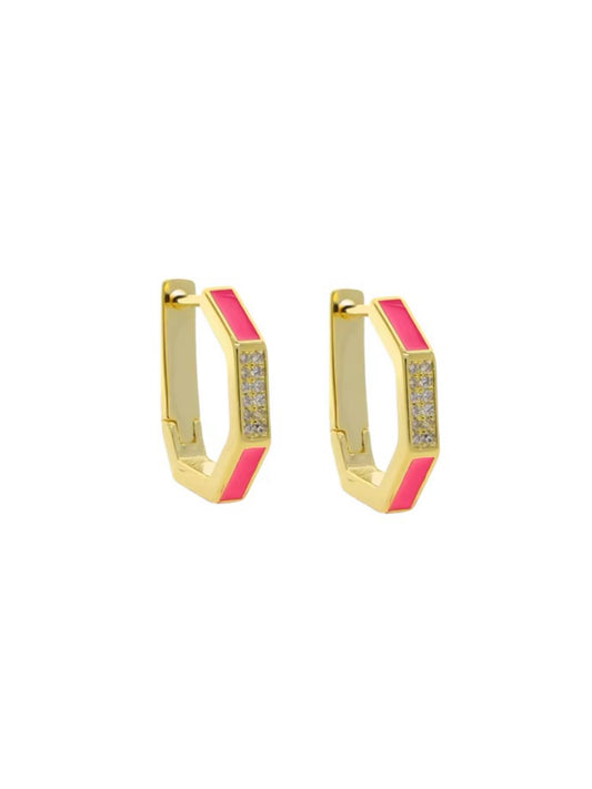 Earrings w/enamel & stones pink