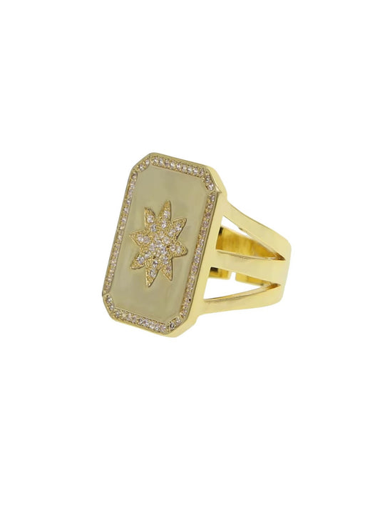 Adjustable ring w/star and stones