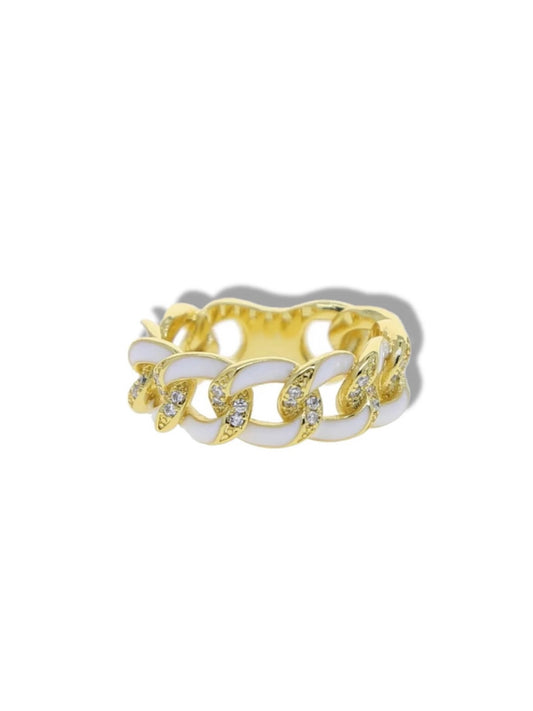 Chain white ring w/stones.