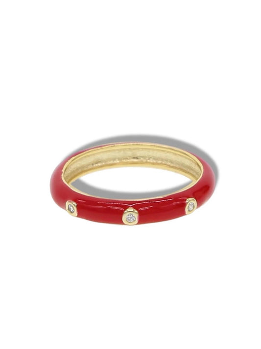 Enamel red ring w/stones.