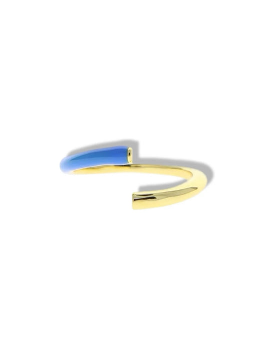 Open ring w/enamel aquamarine