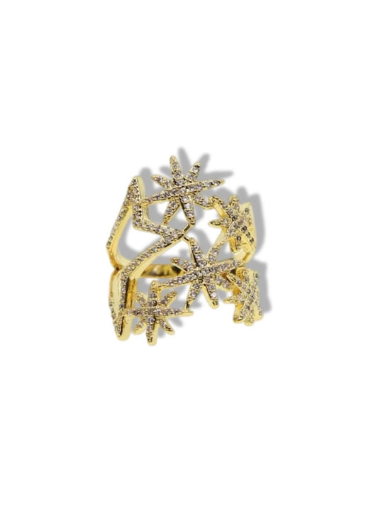 Stars golden ring w/stones