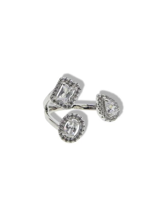 Triple stone silver ring