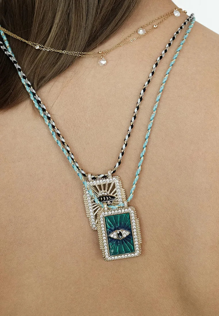 Necklace w/taro signs Eye blue