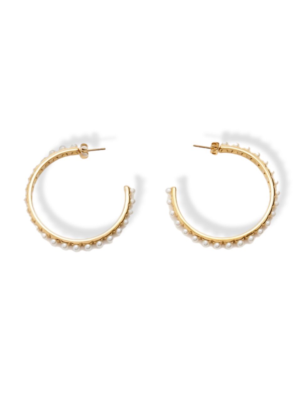 Hoops earrings w/pearls big