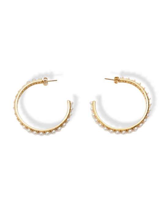 Hoops earrings w/pearls big
