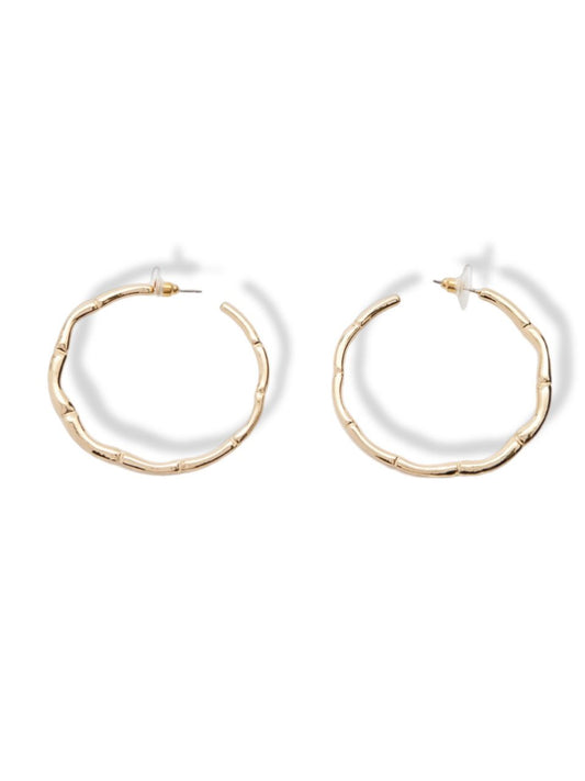 Earrings gold round bamboo thin GILTY