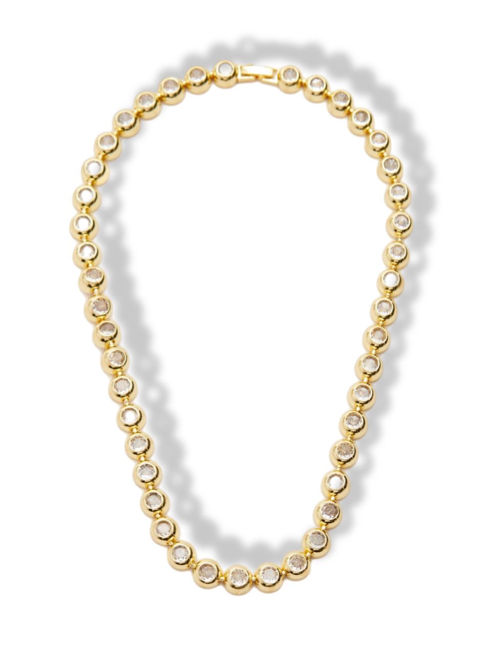 Necklace w/round details & stones gold
