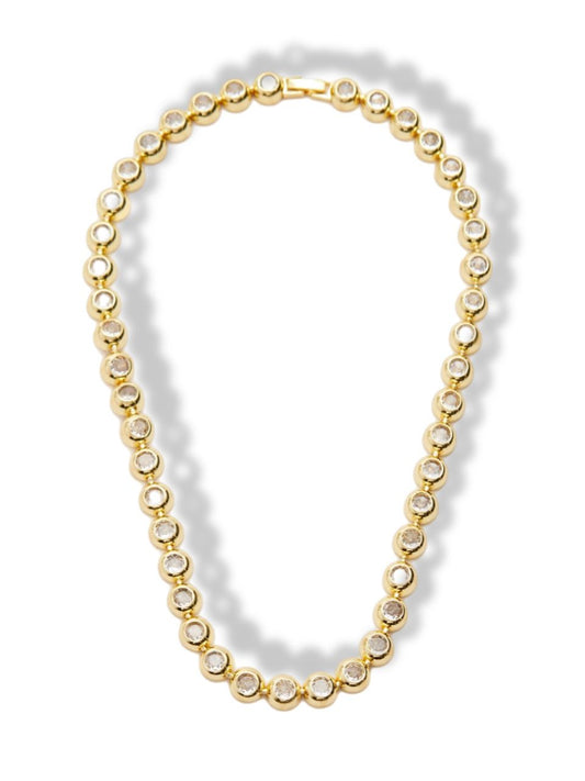 Necklace w/round details & stones gold