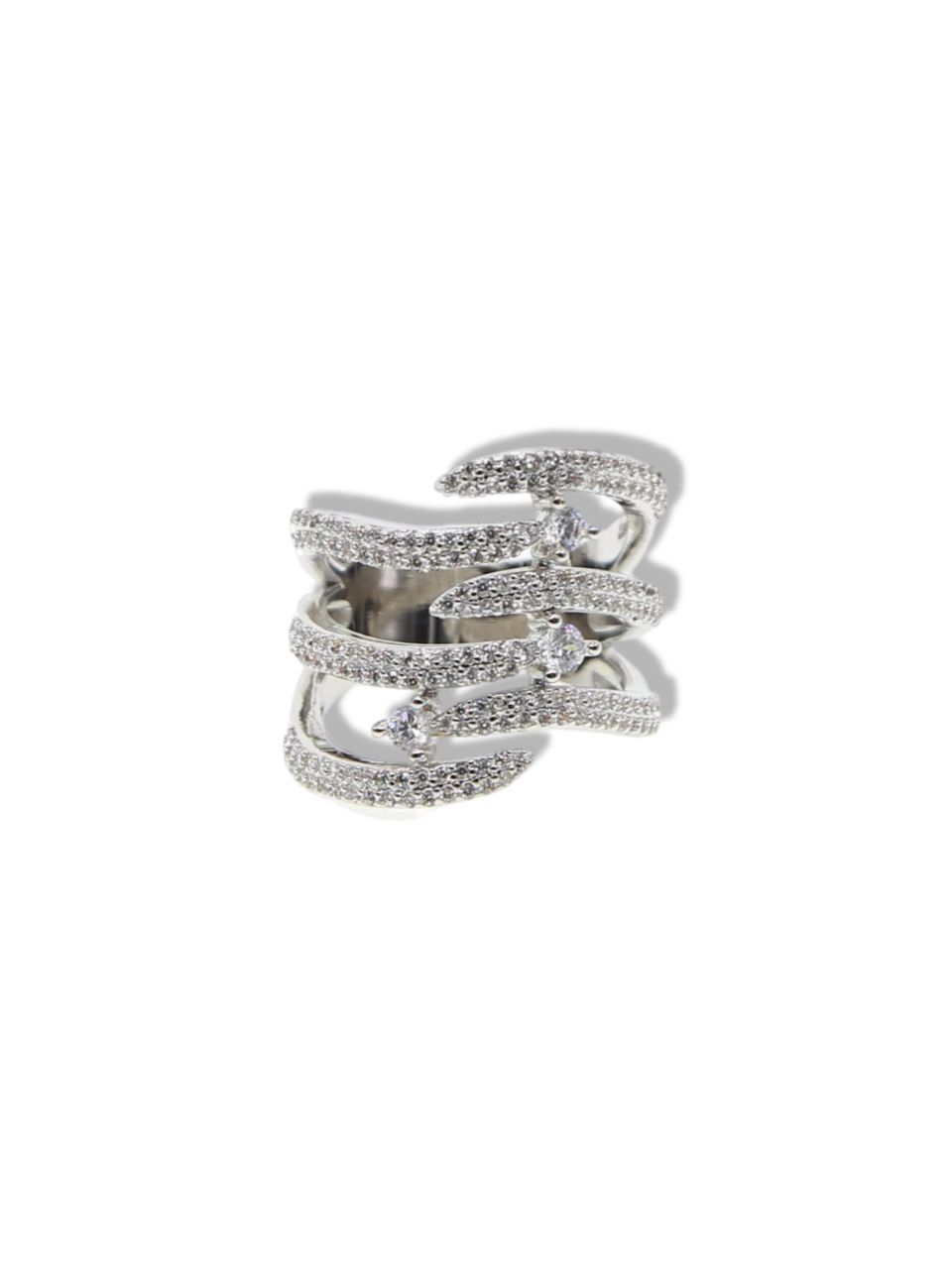 Full finger silver ring w/stones