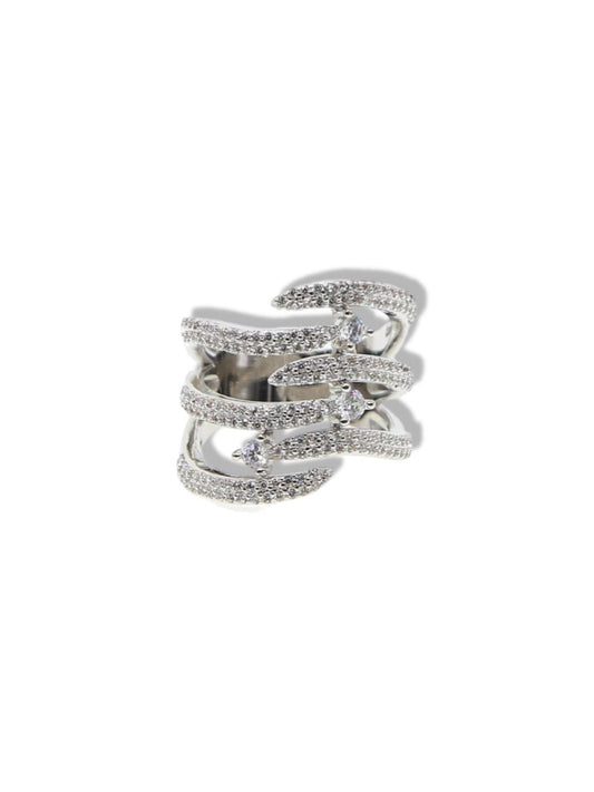Full finger silver ring w/stones