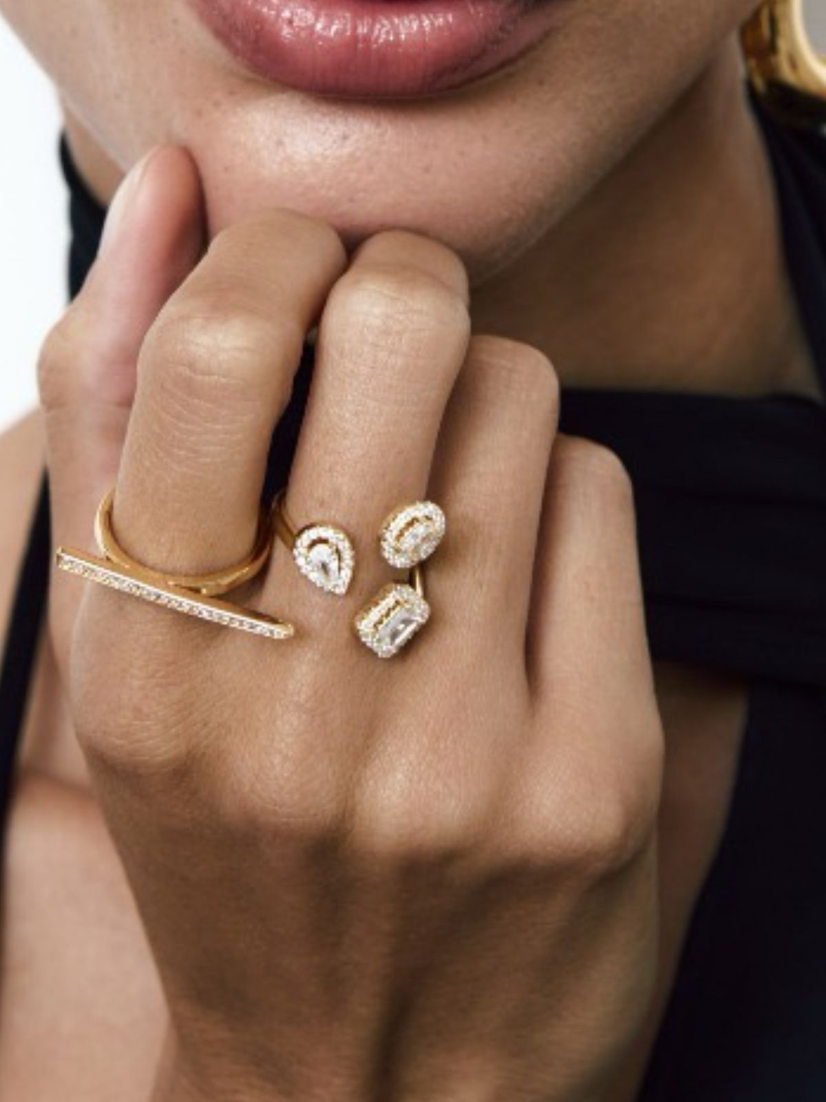 Triple stone silver ring