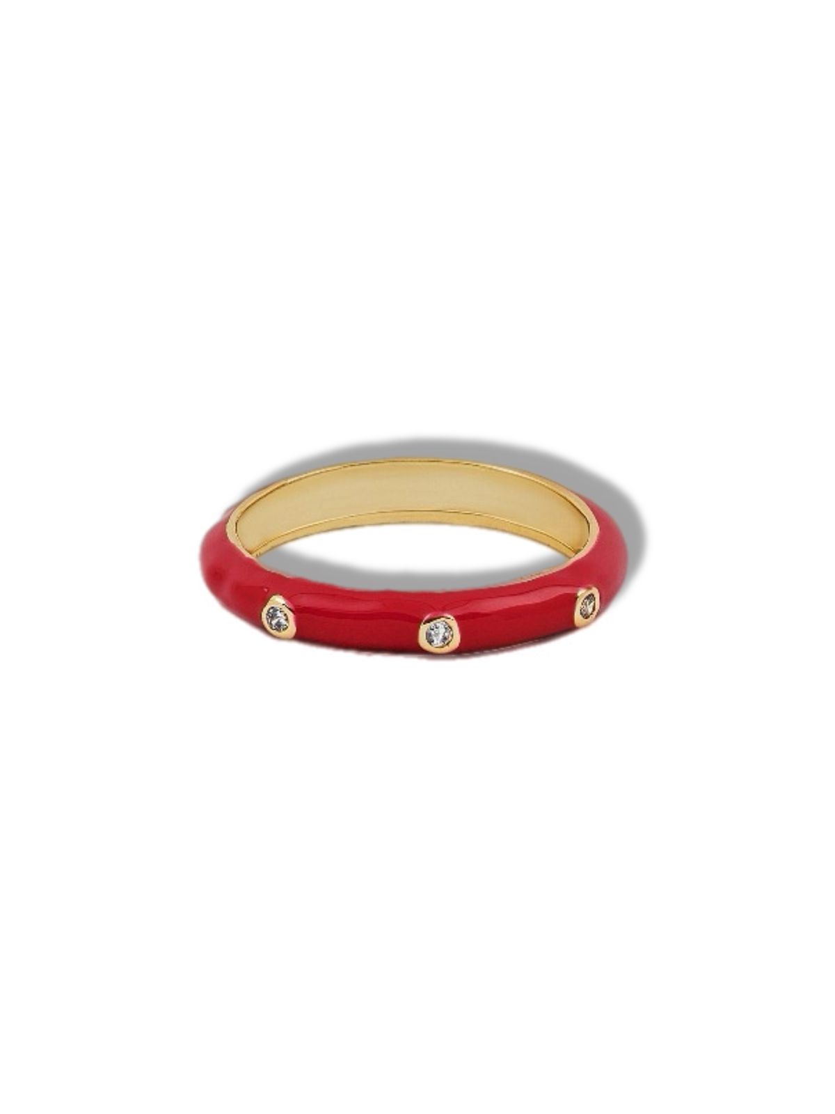 Enamel red ring w/stones