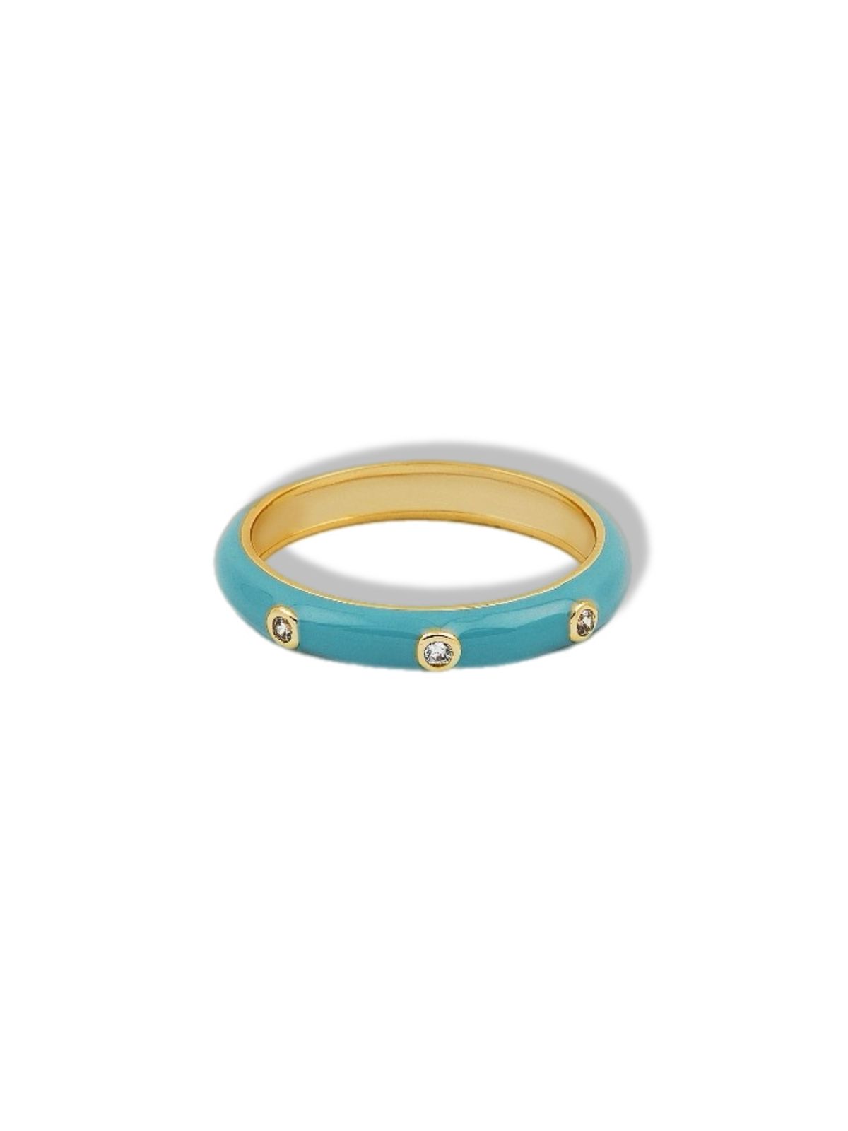 Enamel aquamarine ring w/stones.