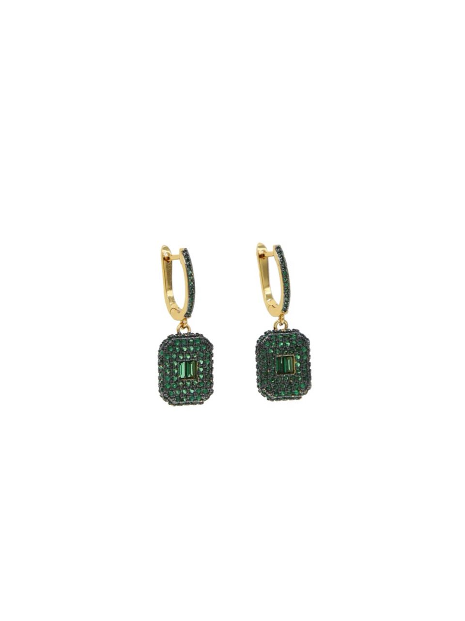 Earrings gold w/green stones